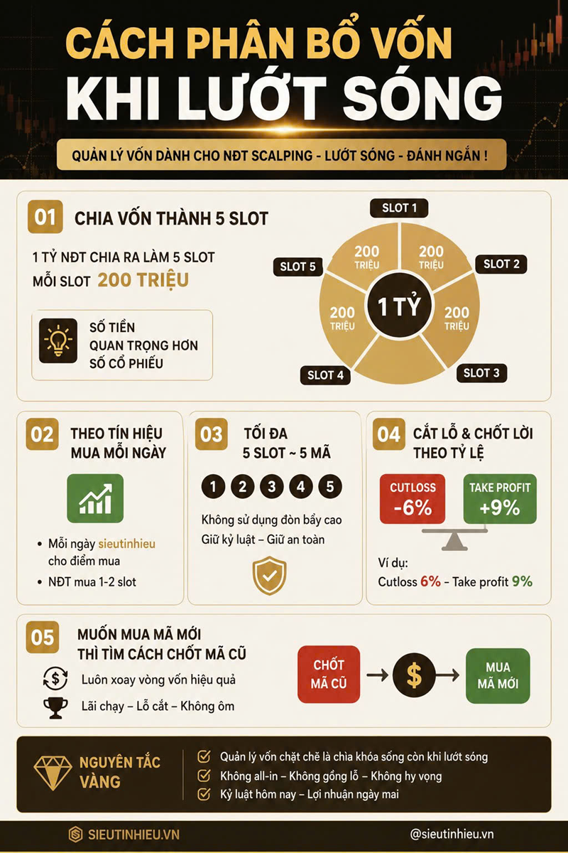Quản Lý Vốn Khi Lướt Sóng Chứng Khoán: Nguyên Tắc Chia Vốn 5 Slot Dành Cho Nhà Đầu Tư